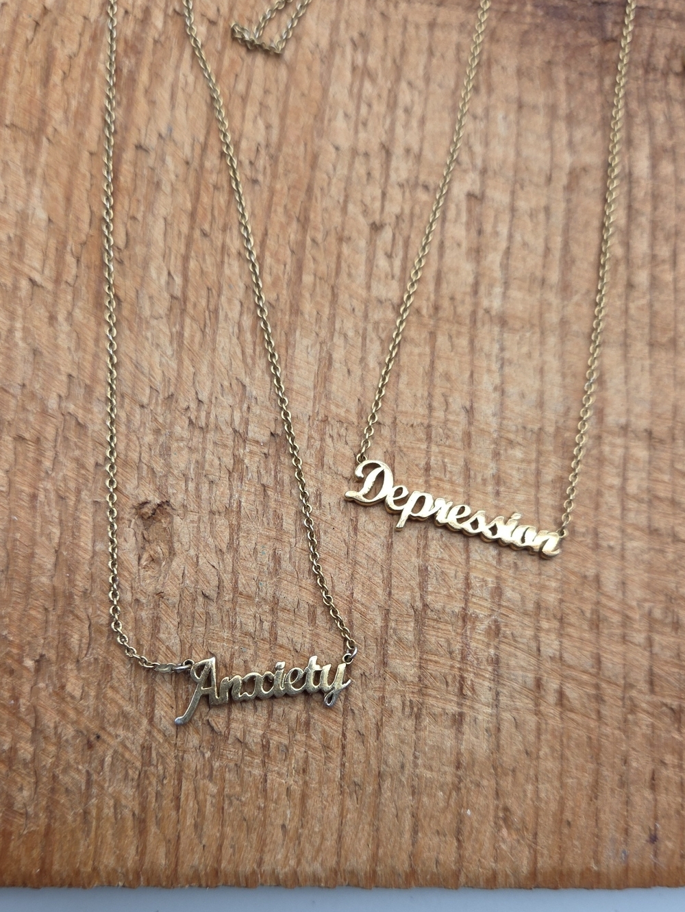 Rare ban.do Anxiety Depression Gold Tone Necklaces